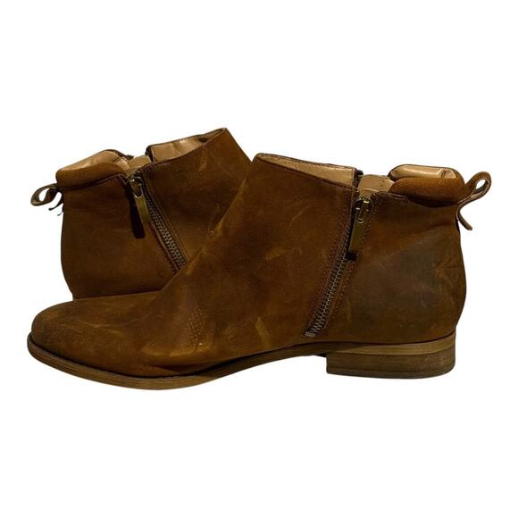 Franco Sarto Camel Leather Zip Ankle Boots Women's Size 10 Western Block Heel - Picture 6 of 8